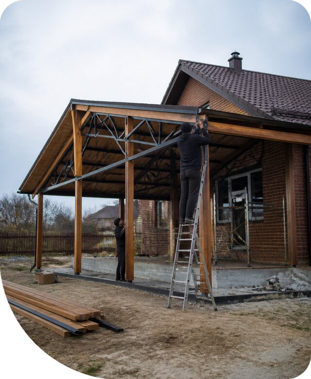 Пристройка навеса к дому и участку в Реже под ключ